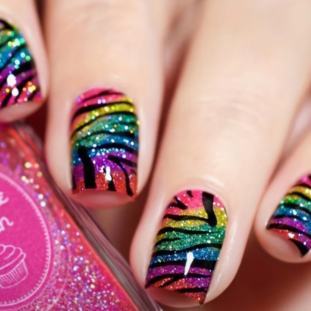 Neon Tiger Stripe Nail Sticker Wraps